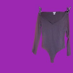 PINK Victoria's Secret body suit v-neck basic long sleeve in black size medium.